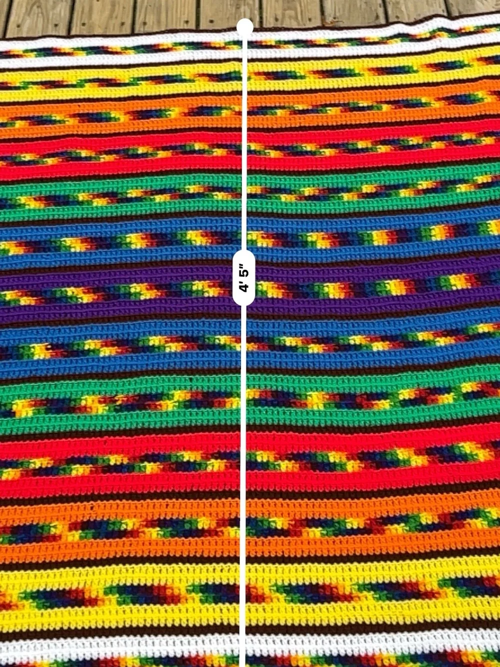 Handmade Multicolor Striped Crochet Throw Blanket - Vibrant Rainbow Accent